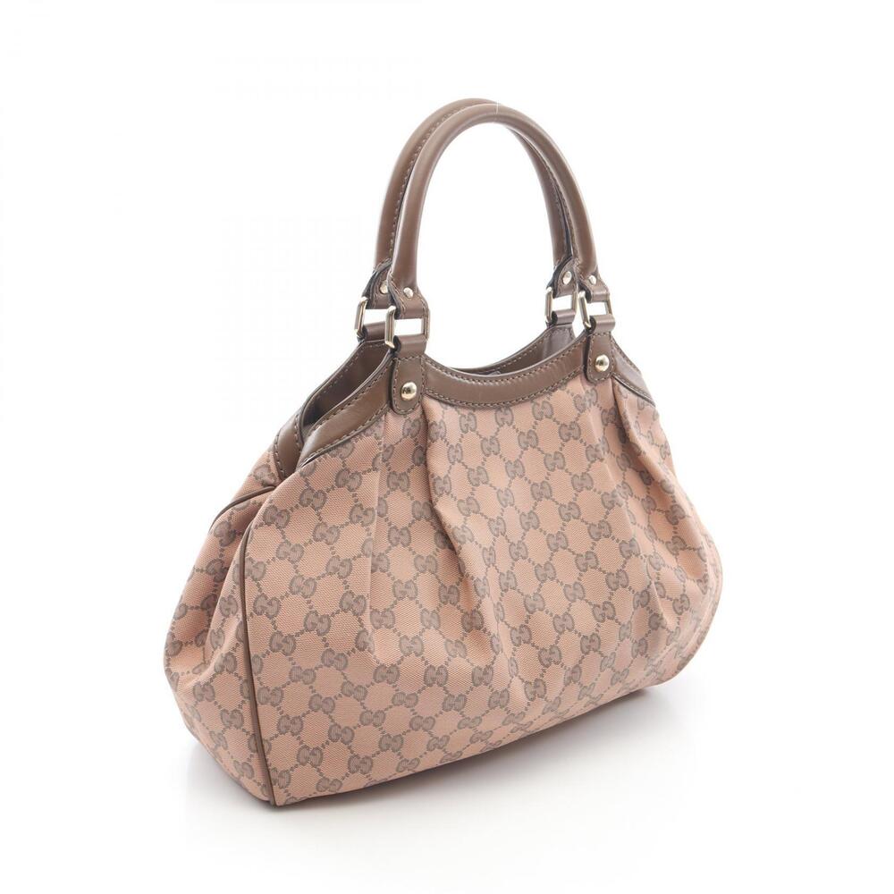 Gucci pink Sukey canvas handbag leather brown